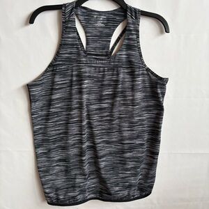 tek gear Black and Gray Space-Dye Racerback Tank. Size L. INV25/446